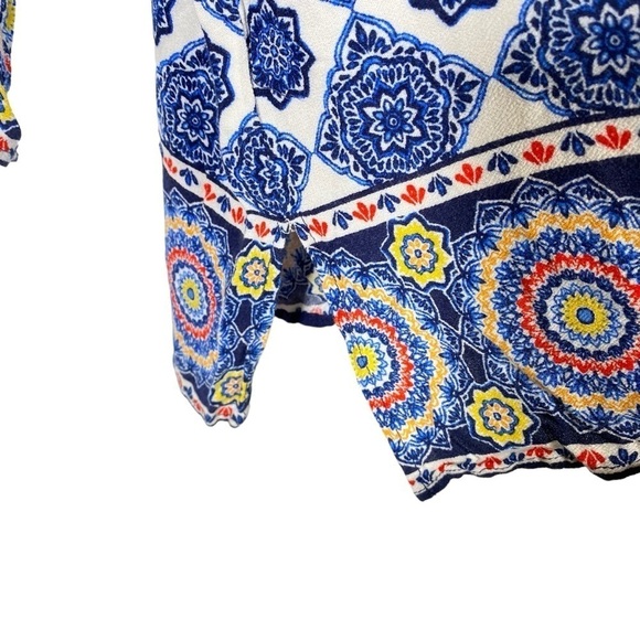 Ruby Rd. women's plus size 1X Riviera boho medallion blue white pullover top - Picture 2 of 7